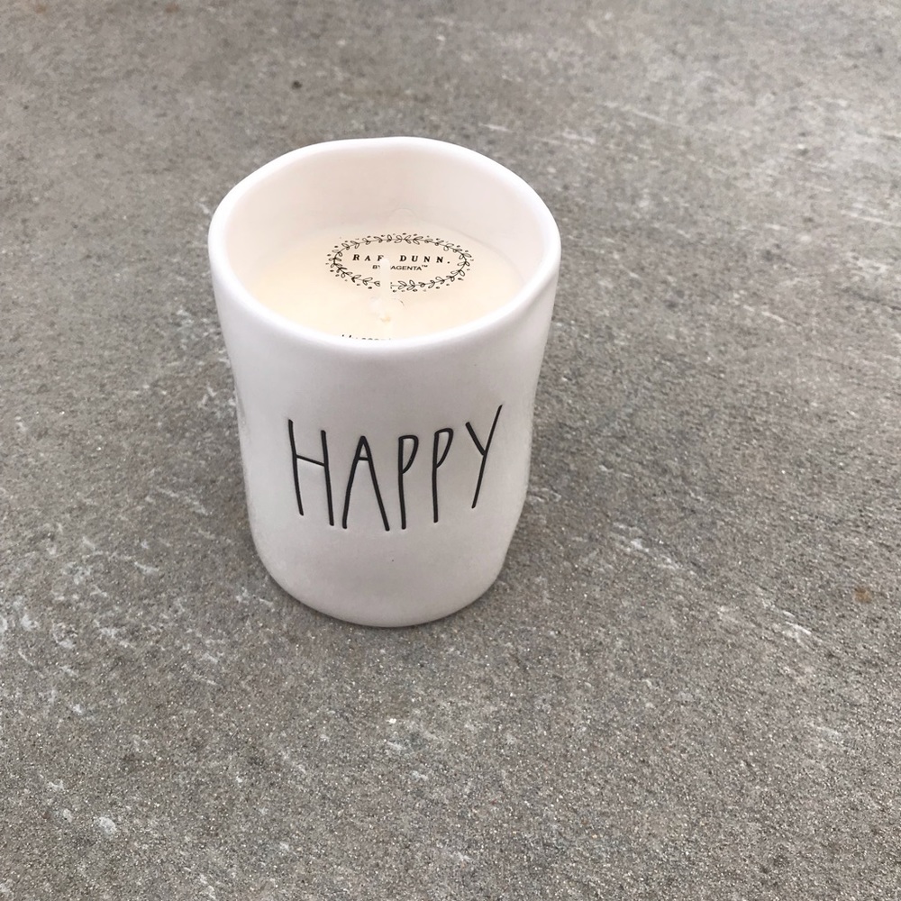 Rae Dunn Happy small candle in brilliant citrus